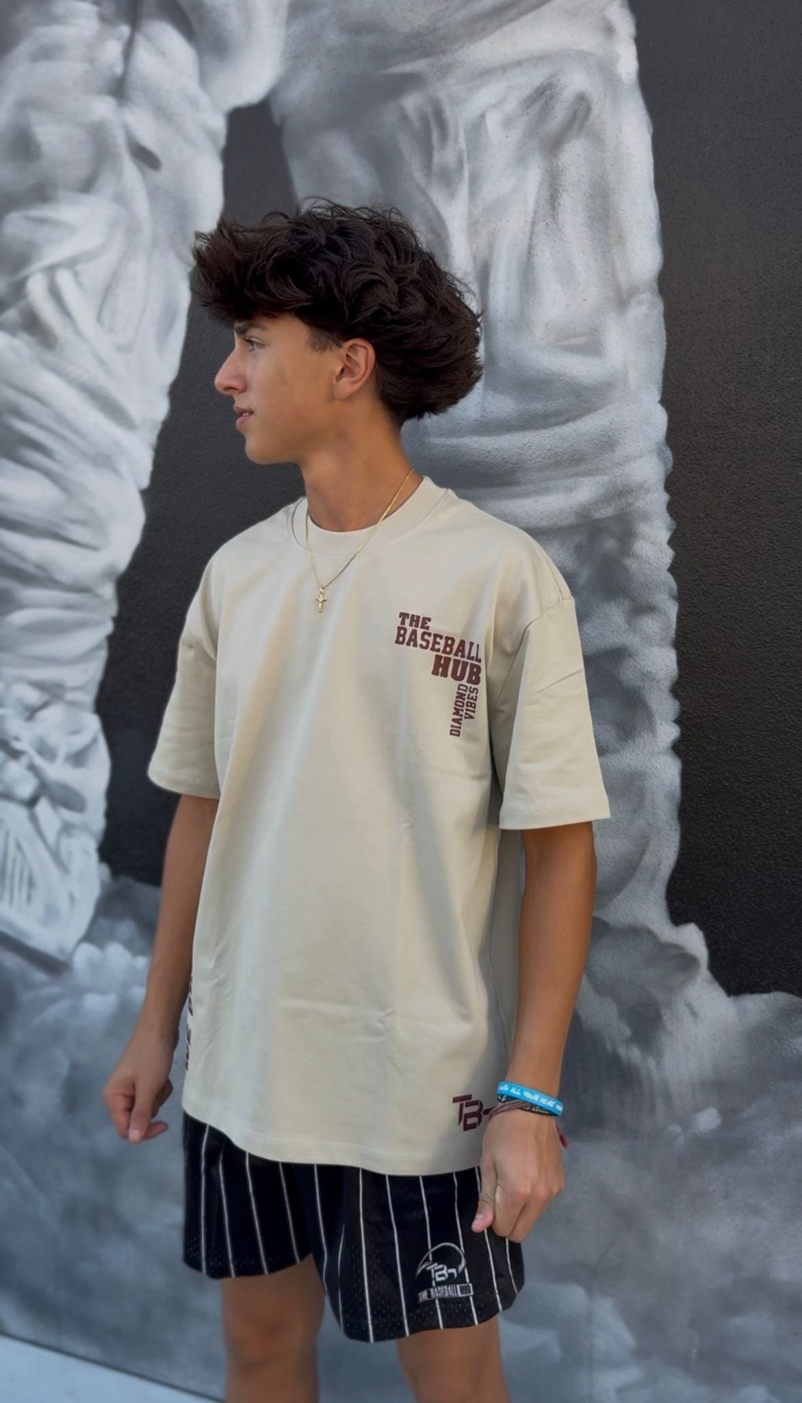 Drippy Cap | Beige & Brown Oversized T shirt